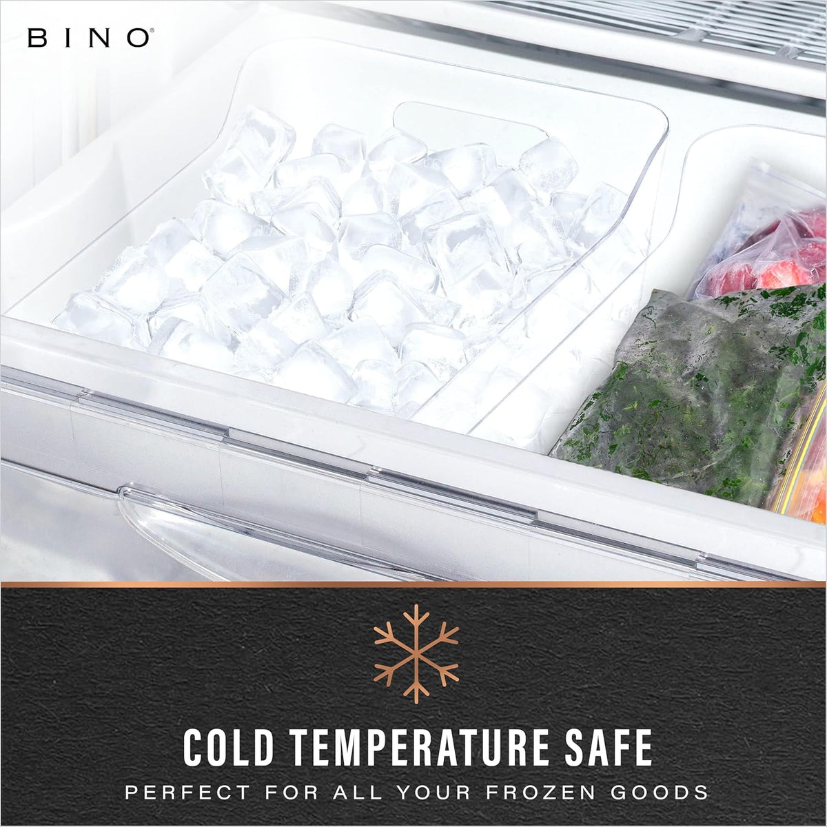 BINO | Plastic Organizer Bins, Large - 4 Pack | The SOHO Collection | Multi-Use | Pantry & Freezer Organizer Bins | Plastic Storage Containers for Home & Kitchen Org
