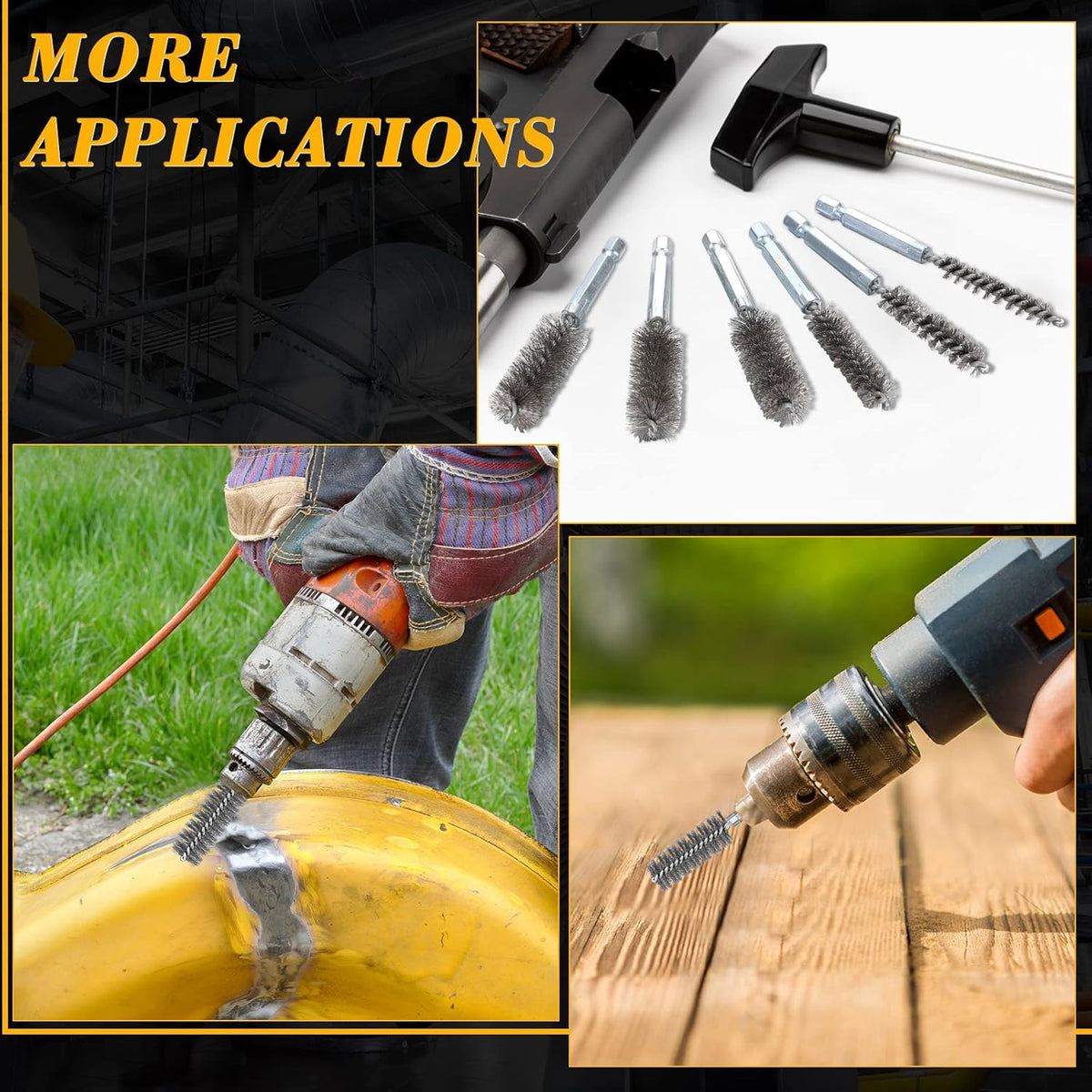 24 Pieces Bore Brush for Drill Wire Bore Brush Set Wire Cleaning Set Stainless Steel Cleaning for Power Drill Impact Driver (Stainless Steel)