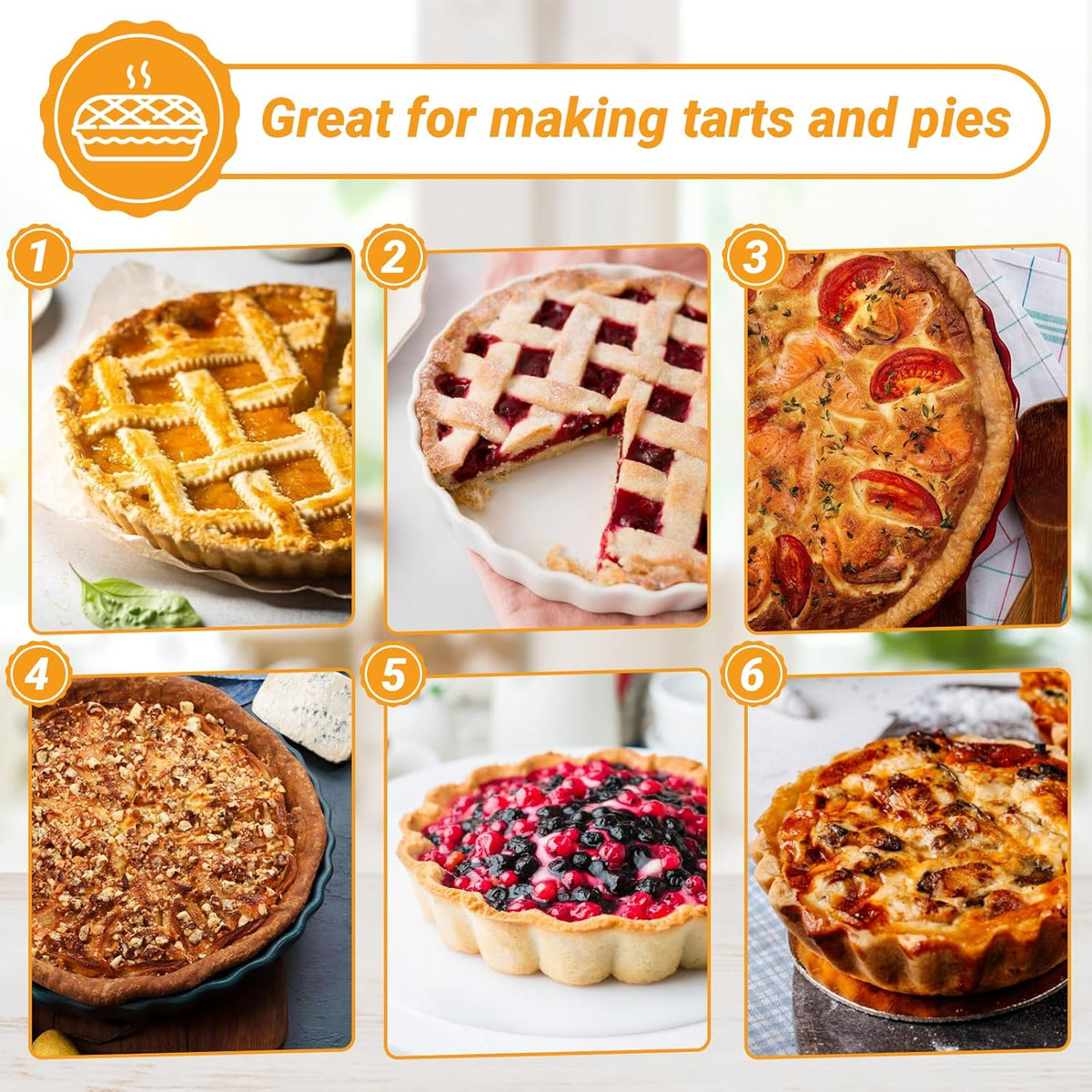Beasea Tart Pan 9 Inch Removable Bottom, Non Stick Tart Pan with Removable Bottom Round Pie Pan for Baking
