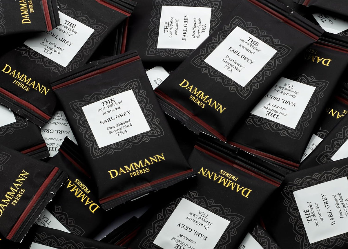 Dammann Freres Satchets, Decaf Earl Grey Tea Bags, Premium Gourmet French Black Tea, Individually Wrapped, 24 Count (Single Pack)
