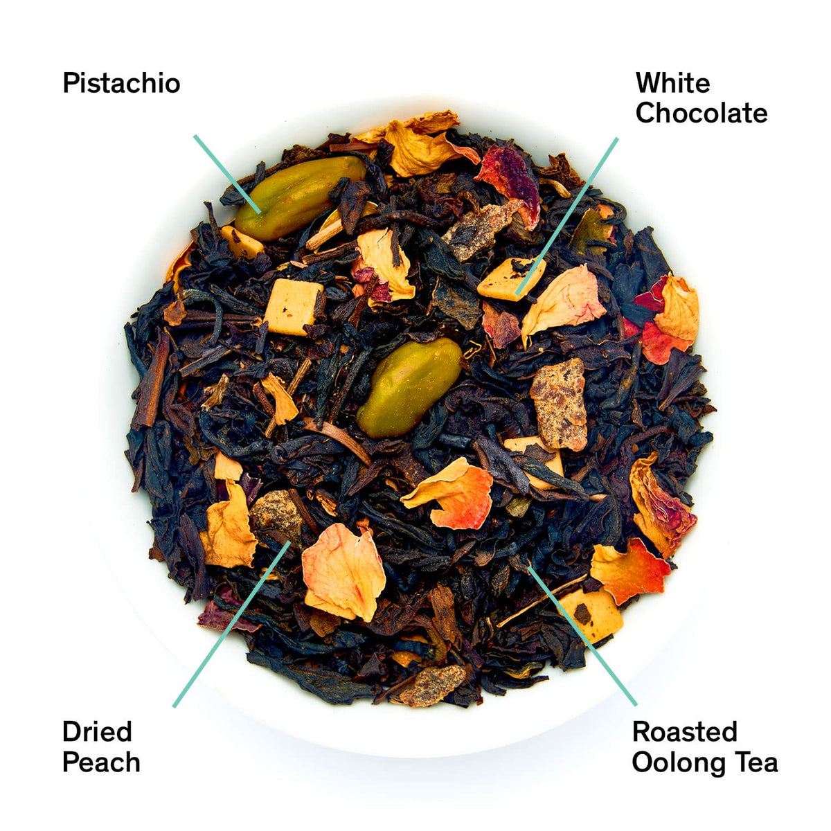 August Uncommon Dark Iris – Pistachio Peach Oolong Tea with Caffeine – Smooth and Energizing with Floral and Fruity Notes – Loose Leaf Tea for Daily Enjoyment in a Convenient Resealable Pouch (1.75oz)