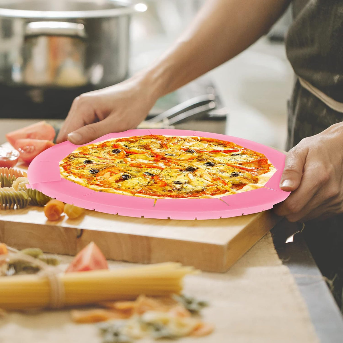 2 Pack Adjustable Silicone Pie Crust Shield - BPA-free Pie Crust Protector Cover Kitchen Tool - Fit 8-10.7 Inch Pies - Dishwasher Safe (Pink)