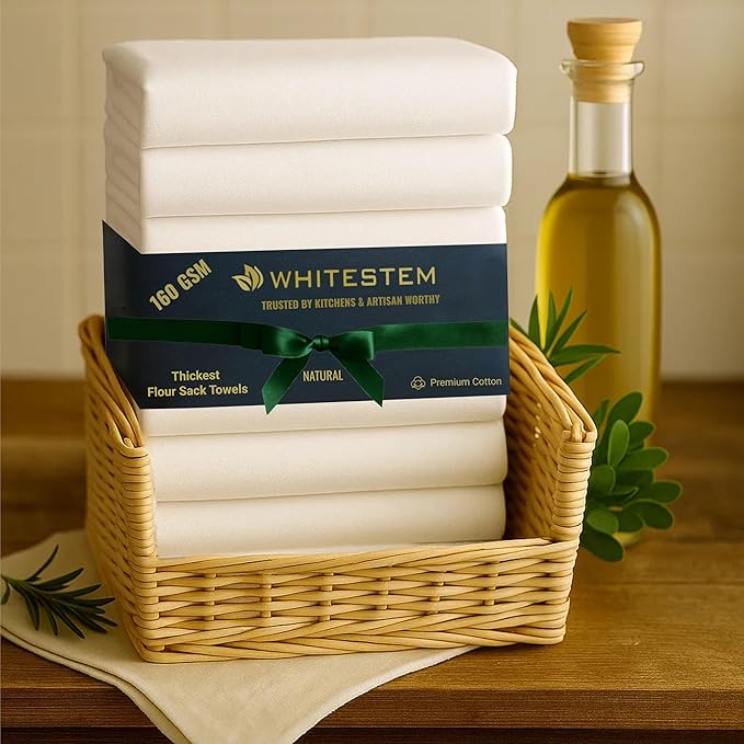 Flour Sack Towels | Tea Towel for Crafts| Kitchen Dish Cotton Blank Towel for Embroidery| Baking Bread Proofing Linen Cover| Thick Absorbent Quick Dry | 2 Pack 18"x28" Natural