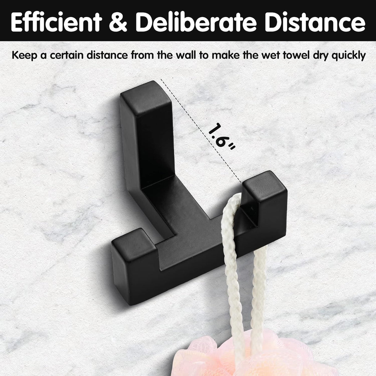 5 Pack Heavy Duty Double Claw Coat Hook Wall Mount with Screw Retro Double Coat Hook Utility Hook for Coats, Scarves, Bags, Towels, Keys, Hats, Mugs, Hats (Black)