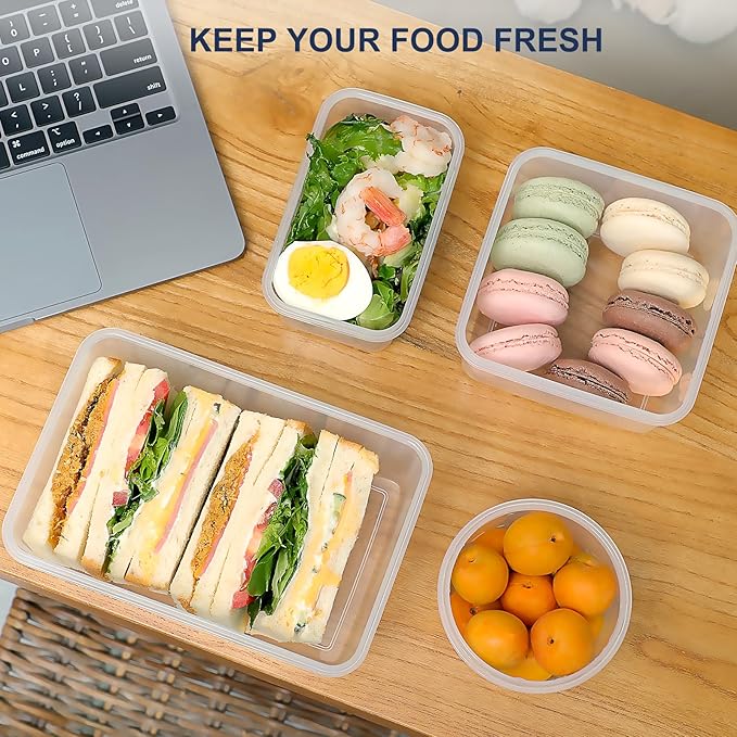 50 PCS Food Storage Containers Set, Plastic Food Containers for Pantry Kitchen Storage and Organization, Microwave and Dishwasher Safe, Leakproof & BPA-Free with Labels Pen(25 Containers & 25 Lids)