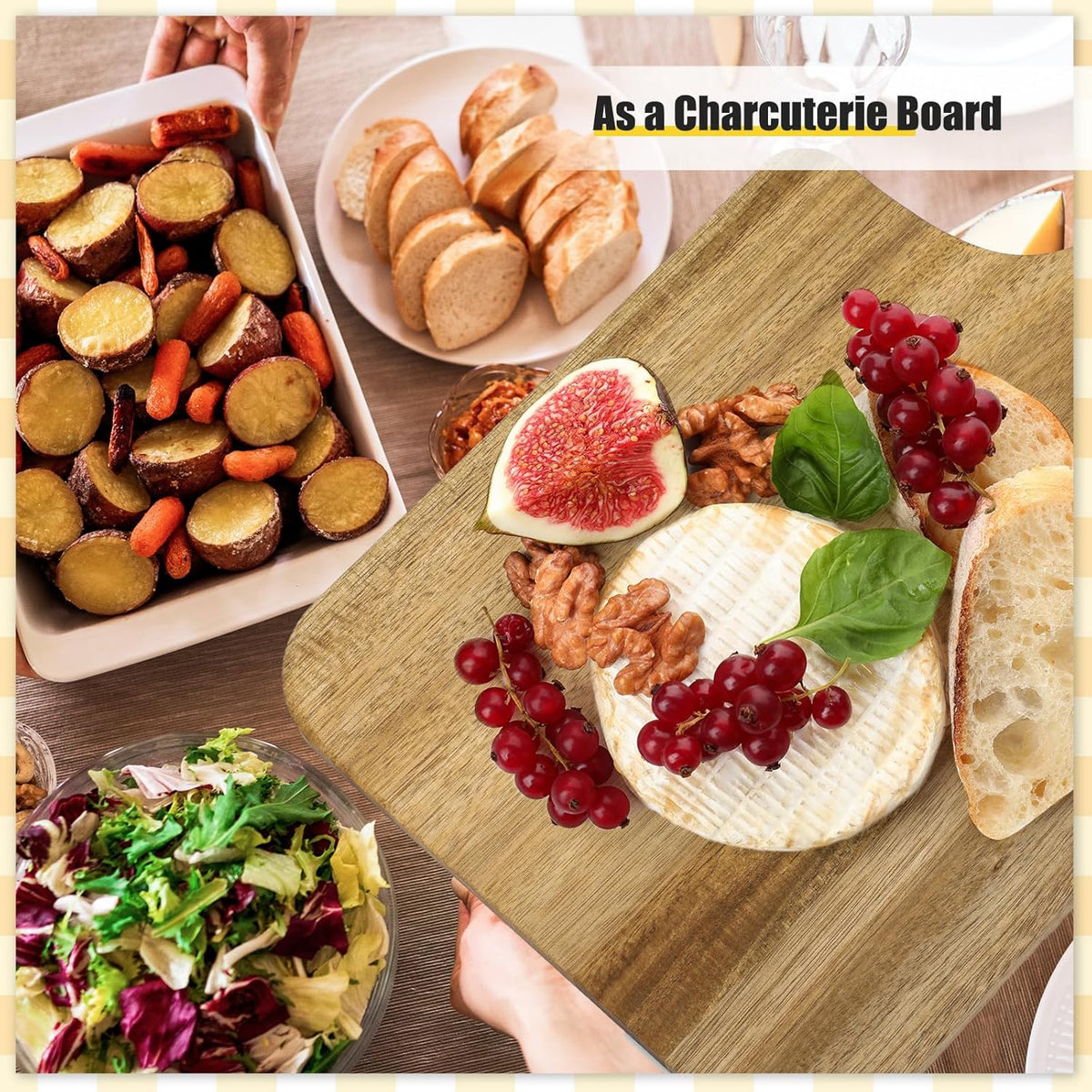 Lounsweer 6 Pcs Thicken Cutting Board Bulk Wood Board for Chopping Serving Charcuterie Material for Laser Engraving Mother' Day Wedding Housewarming Gift