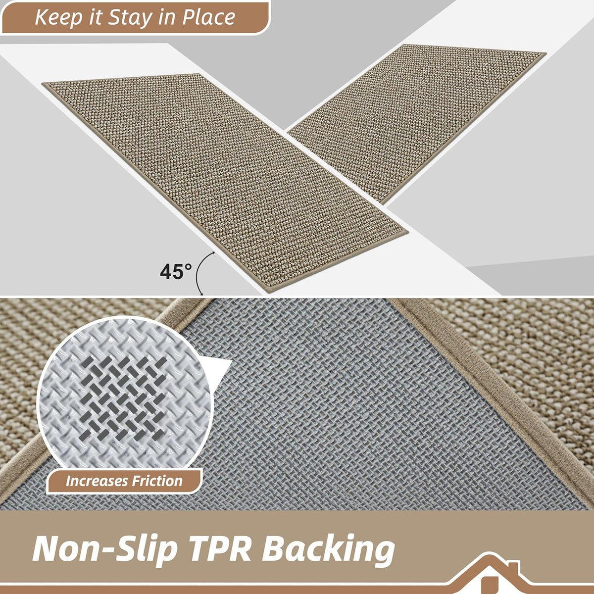 BEQHAUSE Dirt Trapper Door Mat 24" x 36", Non-Slip Washable Doormats Entrance Mat, Dirt Resistant and Absorbent Welcome Mat, Low Profile Floor Mats for Front Back Door and Entryway, Light Beige
