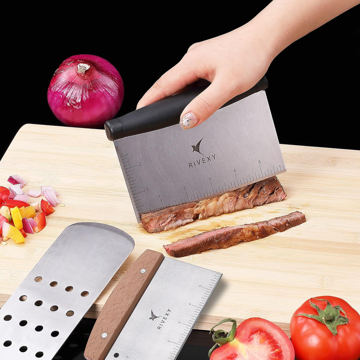 5-PCS Premium Griddle Accessories Kit, Ultimate Stainless Steel Flat Top Grill Accessories for Blackstone BBQ, Teppanyaki, Hibachi โ Durable Griddle Spatula, Ideal for Outdoor & Camping