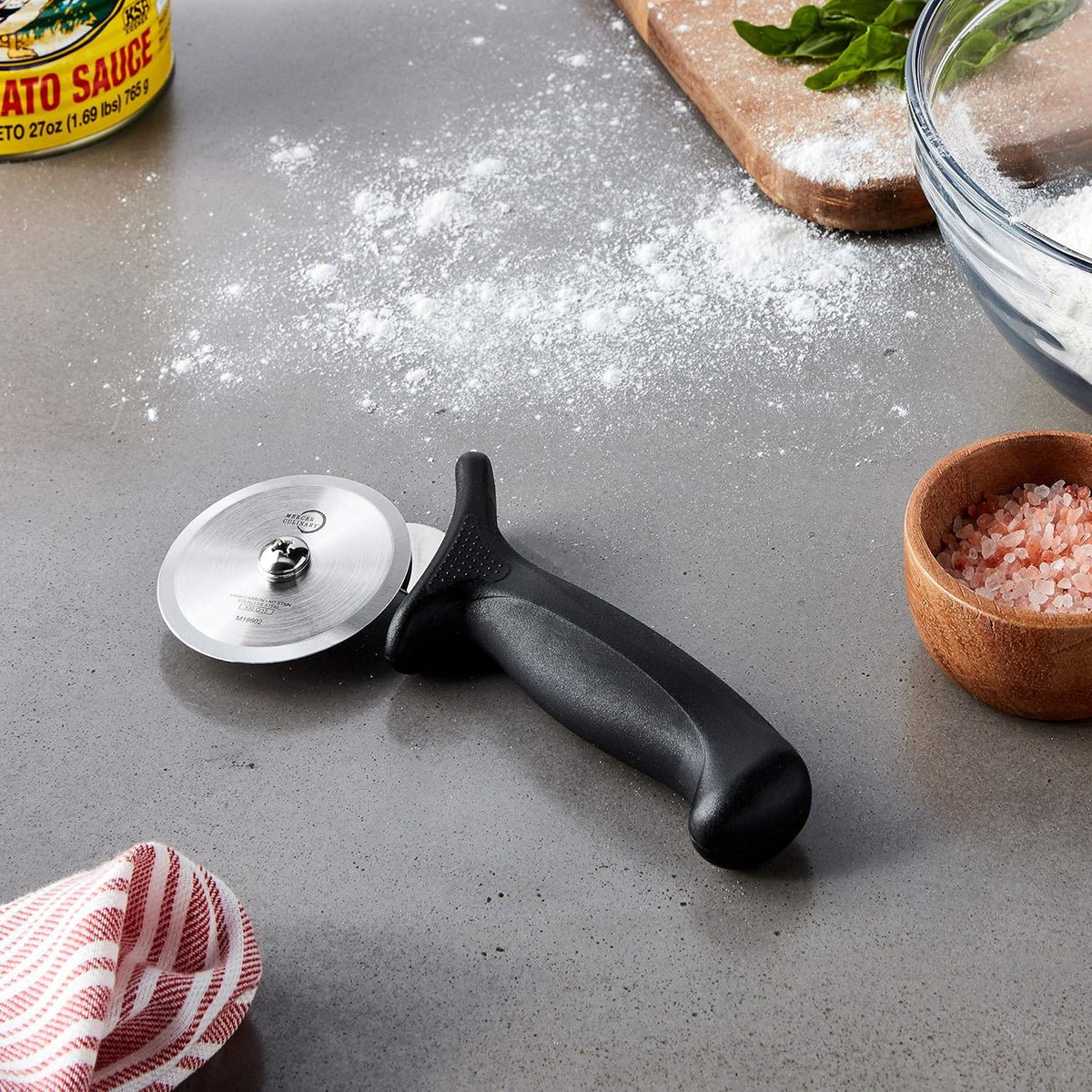 Mercer Culinary Millennia Pizza Cutter with Black Handle, 2.75 Inch Wheel, Stainless Steel
