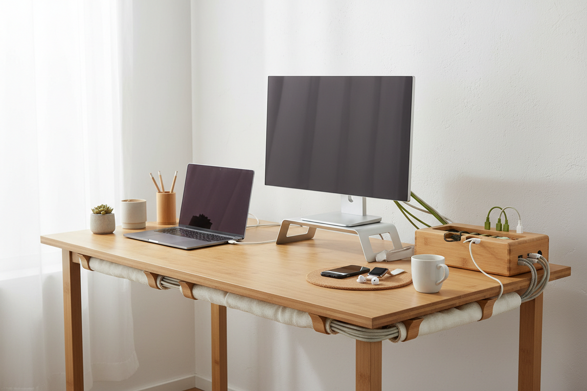 Cord Management maintaining a sleek, clutter-free space.