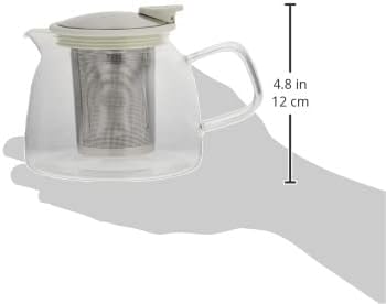 Forlife Bell Glass Teapot with Basket Infuser, 24-Ounce/730ml, White