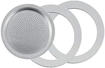 2 Silicone Seals/Rings+Filter -Replacement- Size 10 Cup Stainless Steel Espresso Coffee Maker Moka Pot- 8.5cm (10 Cup)