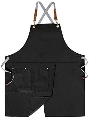 Mignongirl Crossback Apron with Pockets x2,Split Apron with Adjustable Straps,M-XXL