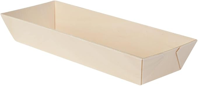 Restaurantware Taipei 9 Ounce Food Containers 100 Rectangle Wooden Bento Boxes - Lids Sold Separately Grease Impermeable Poplar To Go Boxes Disposable Serve Noodles Dumplings And More