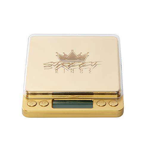 Street Kingz Gold Digital Scale - High Precision 500g Capacity Food Scale with Multi- Unit Conversion & Piece Counting - Includes 2 Weighing Bowls & 2 AAA Batteries
