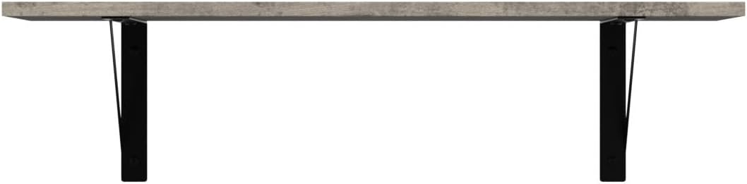 DINZI LVJ Wall Shelves, 23.6 x 7.9 x 6.1 Inch Floating Shelves for Wall, Set of 2, Easy-to-Install Wall Storage Ledges with Sturdy Metal Brackets for Living Room, Bathroom, Kitchen, Gray Wash