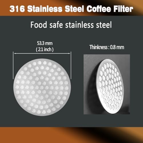 2pcs 53.3mm Espresso Puck Screen - Food-grade 316 Stainless Steel Espresso Filter - 0.8mm Thickness - Reusable Espresso Screen Filter Mesh for Espresso Portafilter