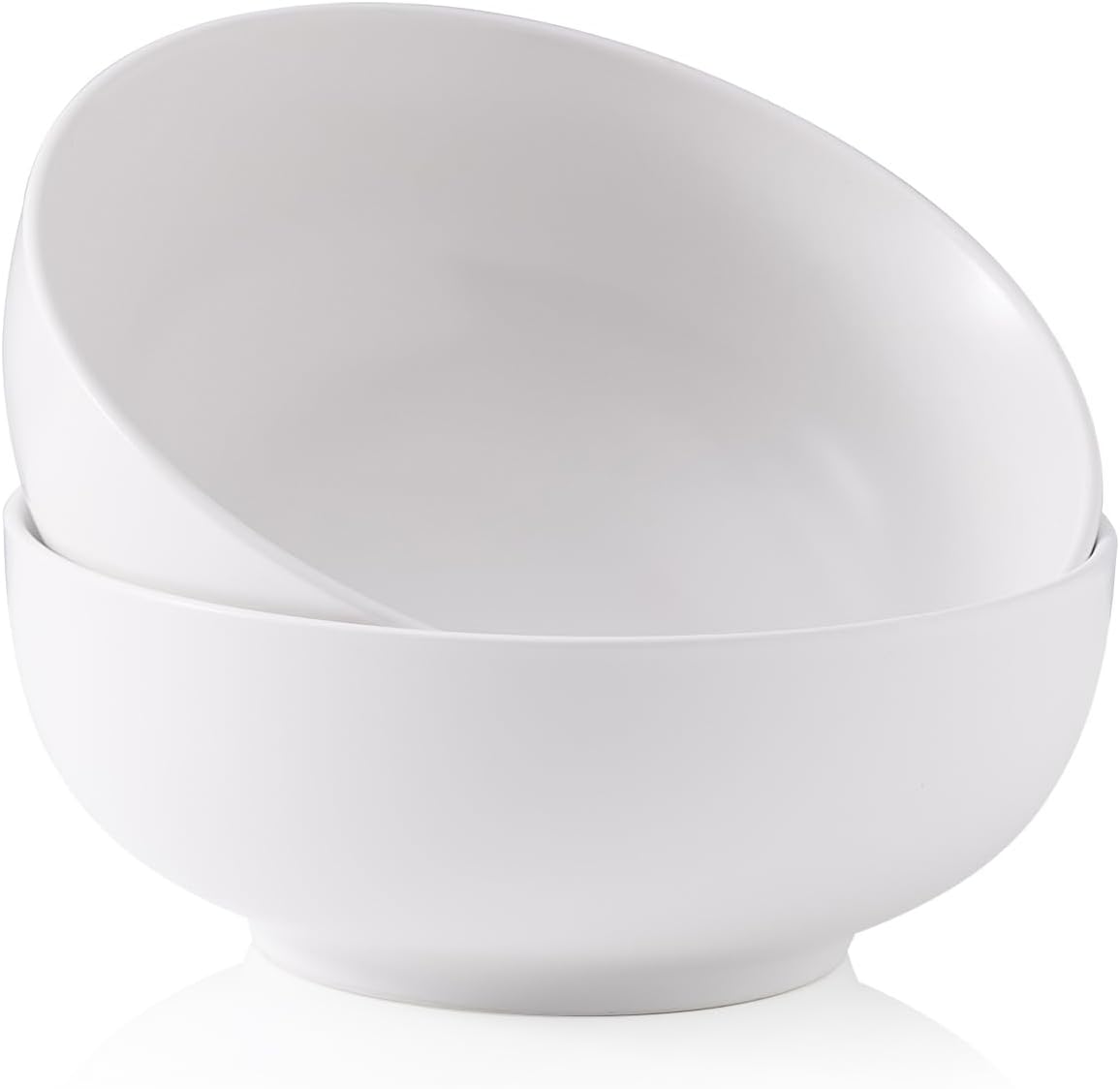 Kanwone Large Serving Bowls - 52 Ounce, Porcelain Salad Bowls, Pasta, Soup Bowls, Set of 2, Serving Dishes for Entertaining, Microwave and Dishwasher Safe, Matte White
