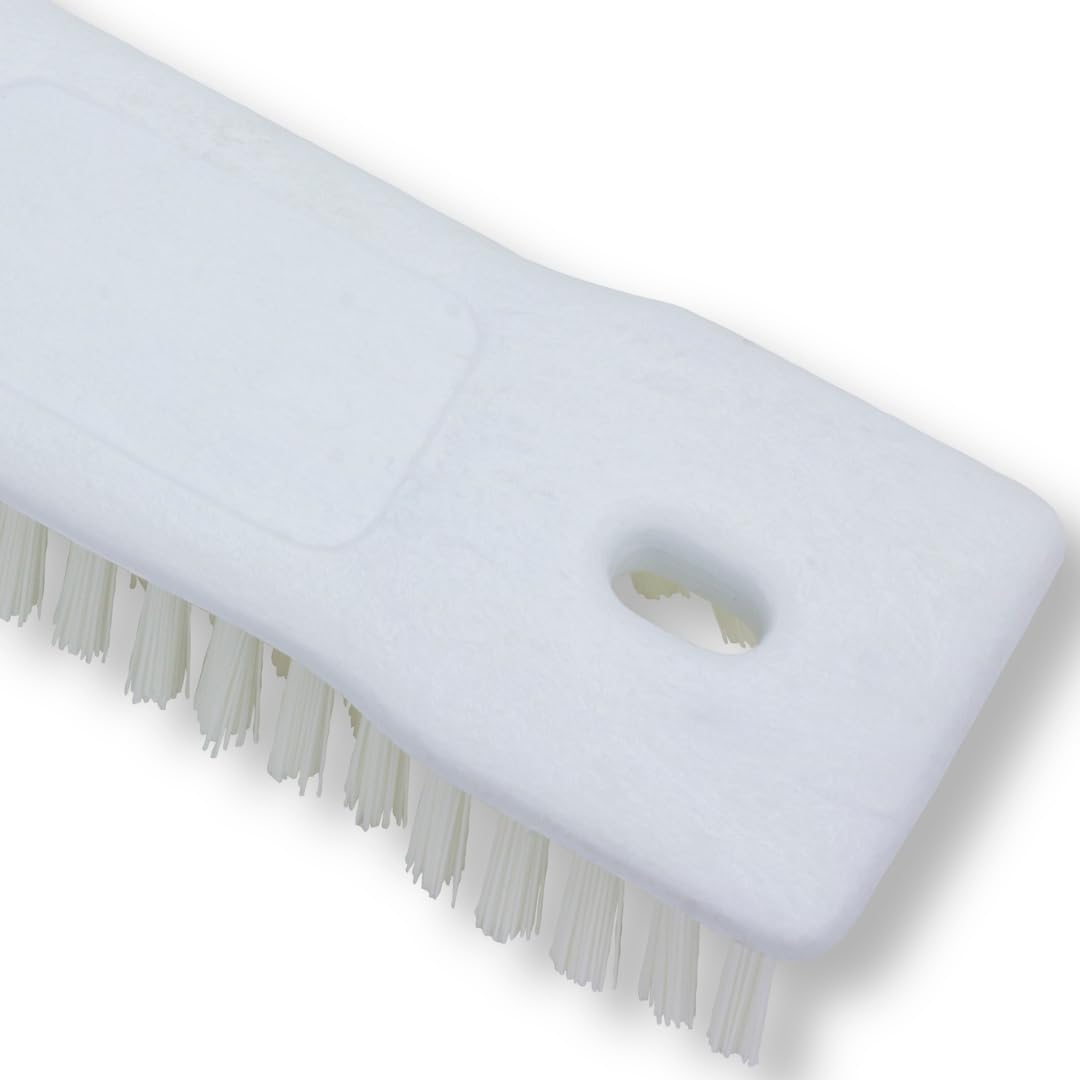 SPARTA Comfort Grip Scrub Brush Hand Brush for Bathroom, Kitchens, Countertop, Plastic, 8 Inches, White