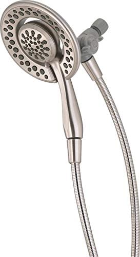 Delta 4-Setting In2ition 2-in-1 Dual Shower Head with HandHeld Spray, Brushed Nickel Detachable Shower Head with Hose, Showerhead, 1.75 GPM Flow Rate, SpotShield Nickel 75486CSN
