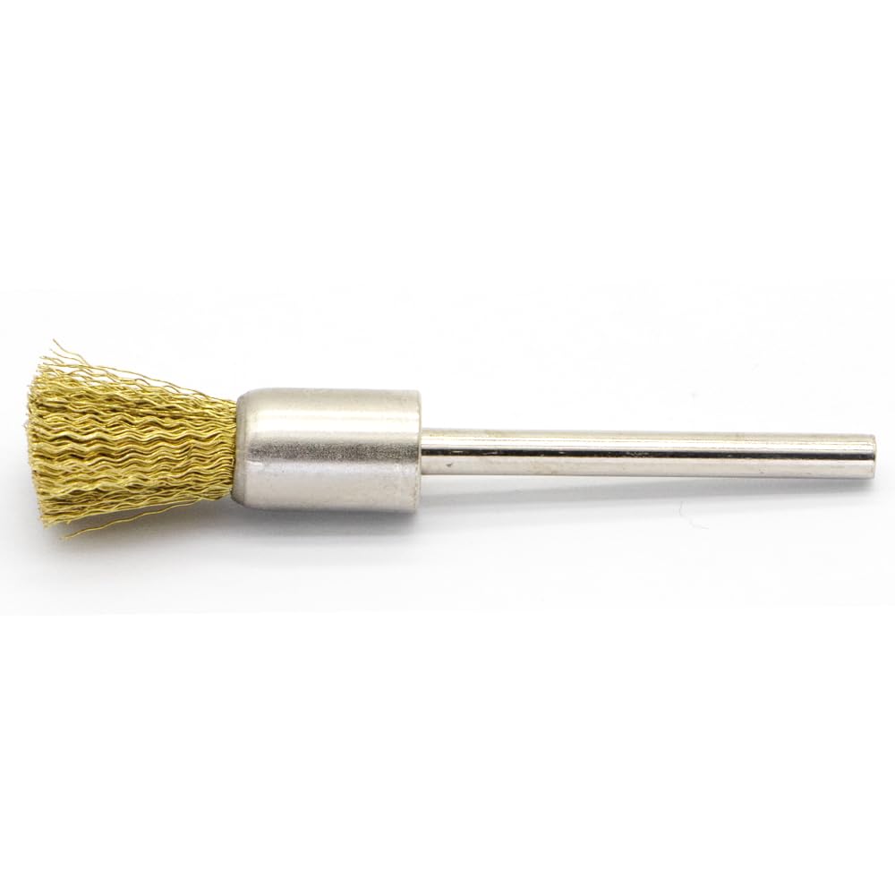 20PCS Brass Wire Brushes - Metal Rust Removal, Cleaning, and Polishing - 8mm Diameter, 1/8″ (3mm) Shaft - Removes Burrs, Dust, and Oxide Layer - Handles Rough Surfaces - Rotary Tool Accessories