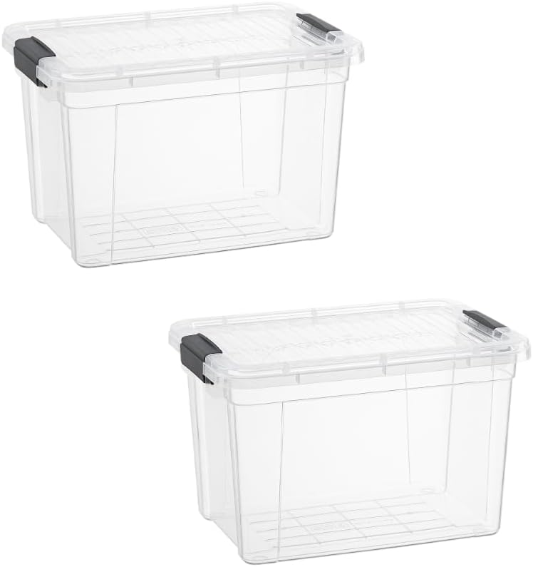 Superio Storage Bins with Lids- 2 Pack, 2.5 Qt Clear Boxes for Organizing, Stackable Plastic Containers- BPA Free, Non-Toxic, Odor Free, Organizer for Home, Office, Dorm