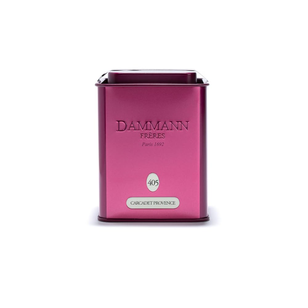 Dammann Freres Loose Leaf, Carcadet Provence, Premium Gourmet French Herbal Tea, Blend Hibiscus, Apricot, Peach Flavors, 3.52 Ounce Tin