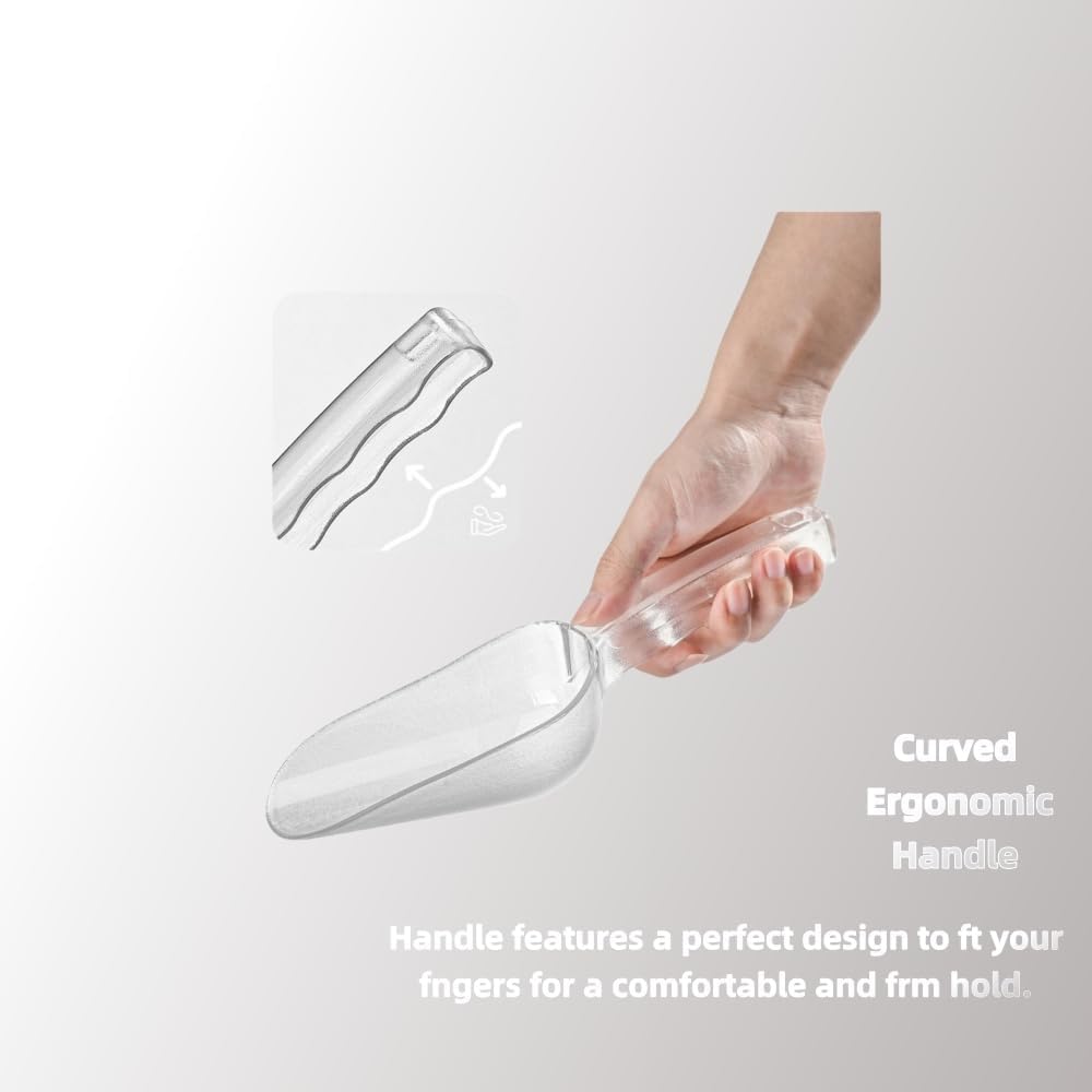 ice maker scoop,ice scoopers for ice bucket,Polycarbonate Utility Ice Scoop, 24 Oz, No BPA,Clear, Ergonomic Handle, Applicable to: Ice Maker, Ice Cream, Pets Food, Coffee Beans(1 pack) L