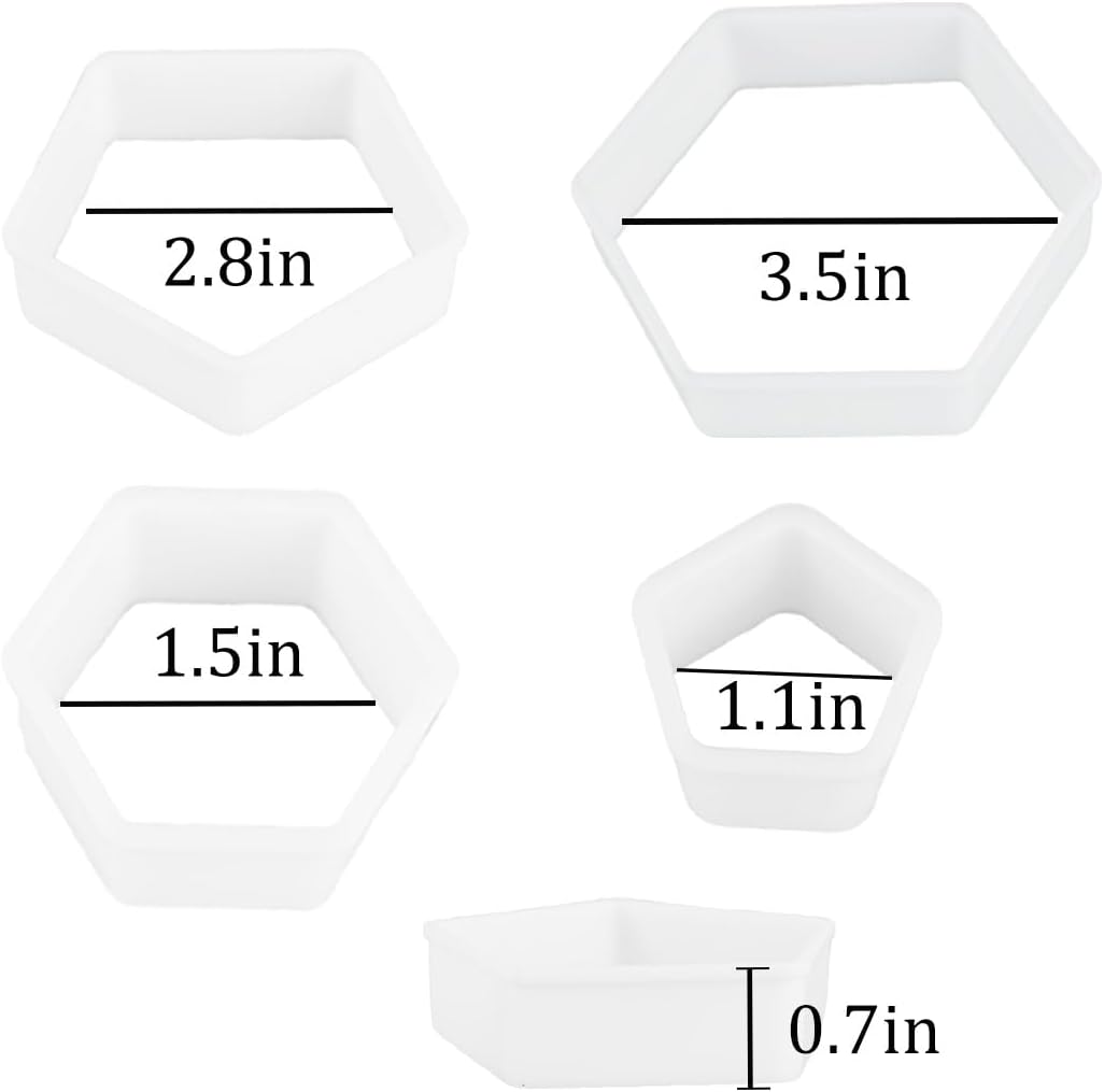 8 Pcs Soccer Ball Hexagon Cookie Cutter - 4 Sizes Geometric Biscuit Cutters Pattern Cake Topper Soccer Cookie Cutter Set for Baking Cake Decorations