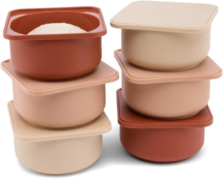 Babadoh Pizza Dough Proofing Silicone Containers with Lids | Pizza Making Accessories | Set of 6 | Multi Spice (2 Sesame, 2 Scallop, 2 Nduja) | Original Size (make 12" Pizzas)