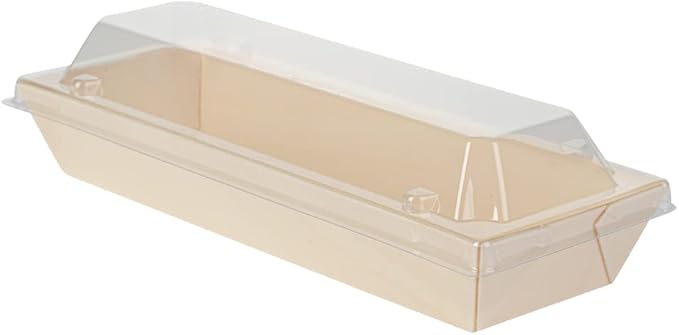 Restaurantware LIDS ONLY: Taipei 8 x 3 x 1.3 Inch Rectangle Transparent Lids 100 Plastic Lids For 9 Ounce Rectangle Wooden Containers - Containers Sold Separately Clear Plastic To Go Box Lids