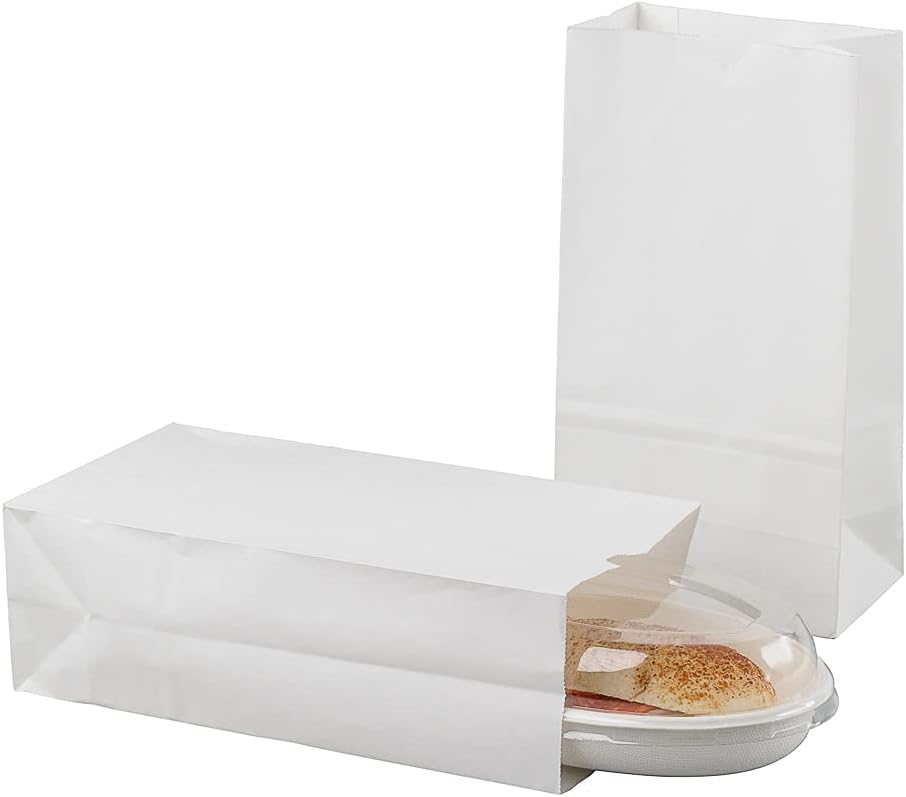 Restaurantware Bag Tek 6lb Paper Bags 100 Disposable Lunch Bags - Medium For Lunches Sandwiches And Snacks White Paper Kraft Paper Bags For Shopping Party Favors Or Gifts