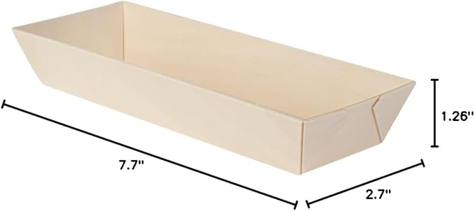 Restaurantware Taipei 9 Ounce Food Containers 100 Rectangle Wooden Bento Boxes - Lids Sold Separately Grease Impermeable Poplar To Go Boxes Disposable Serve Noodles Dumplings And More