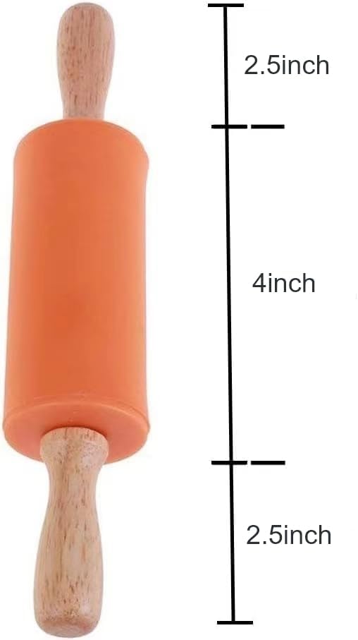 Koogel 9 Inch Mini Rolling Pin, 2 PCS Wooden Handle Rolling Pin for Kids Dough Rollers for Baking Supplies Home Kitchen
