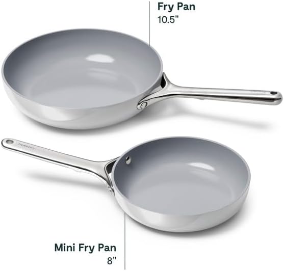 Caraway Nonstick Ceramic Mini Fry Pan (1.05 qt, 8") - Non Toxic, PTFE & PFOA Free - Oven Safe & Compatible with All Stovetops (Gas, Electric & Induction) - Gray