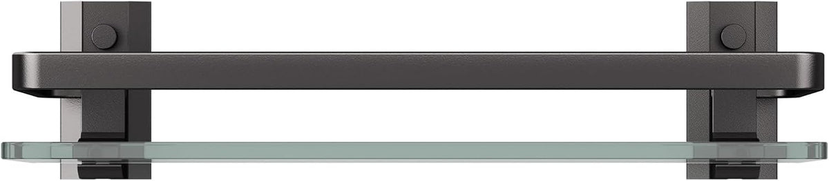Danpoo Clear Tempered Glass Wall Shelf, Wall-Mounted Organizer for Bathroom, Kitchen(Matte Black)