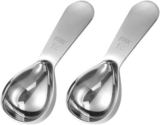 Coffee Scoop Tablespoon Stainless Steel: 2 Tbsp Tablespoon Scoop Measuring Spoon for Ground Coffee, Short Handled Measure Scooper Spoons for Precise Coffee Brewing Baking for Tea Bean, 30 ml 2 Pieces