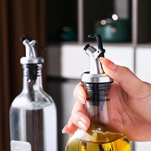 10 Pack Oil Spouts, Olive Oil Vinegar Bottle Stopper Dispenser with Tube Brush, Leakproof Bottle Spouts for Salad, Sauce, Soy, Etc