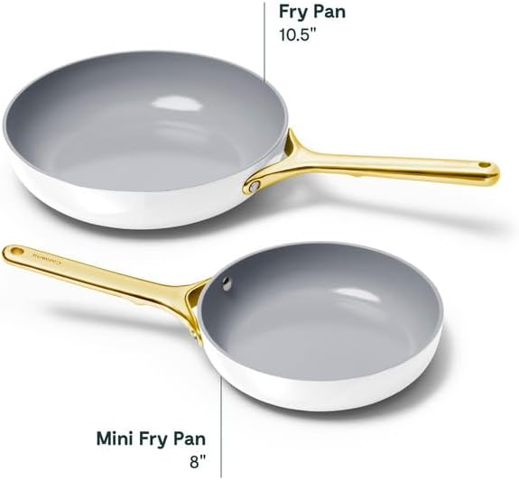 Caraway Nonstick Ceramic Mini Fry Pan (1.05 qt, 8") - Non Toxic, PTFE & PFOA Free - Oven Safe & Compatible with All Stovetops (Gas, Electric & Induction) - White