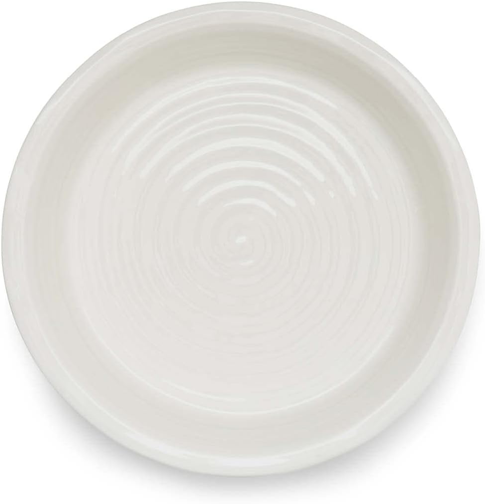 Portmeirion Sophie Conran White Round Pie Dish | 10.5 Inch Pie Pan for Baking Quiche, Pot Pies, and Tarts | Made from Fine Porcelain | Dishwasher and Microwave Safe