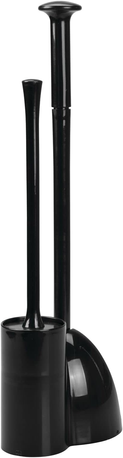 mDesign Hidden Plunger and Brush Set for Toilet Bowl - Combo with Holder Caddy - Aura Collection - Black