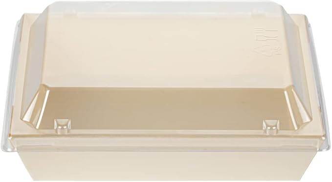 Restaurantware LIDS ONLY: Taipei 6.8 x 5.3 x 1.4 Inch Rectangle Lids 100 Plastic Lids For 20 Ounce Rectangle Wooden Containers - Containers Sold Separately Clear Plastic To Go Box Lids