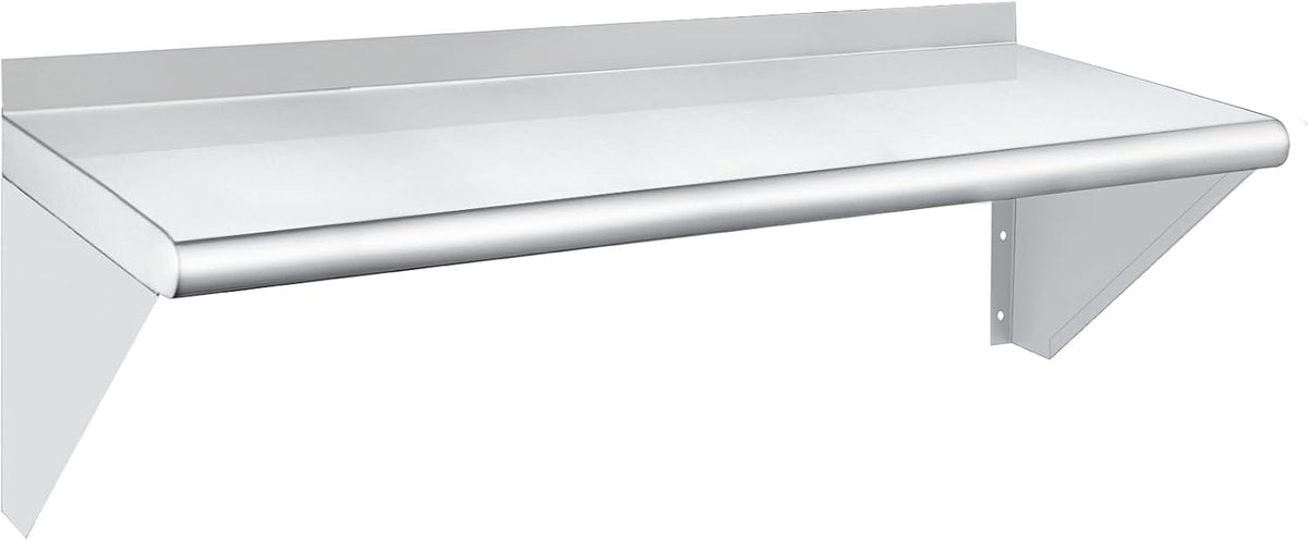 HARDURA Stainless Steel Shelf 12" x 36", 230lb Commercial Shelves Wall Mount Metal Shelving with Backsplash and Brackets for Kitchen, Restaurant, Laundry Room and Home