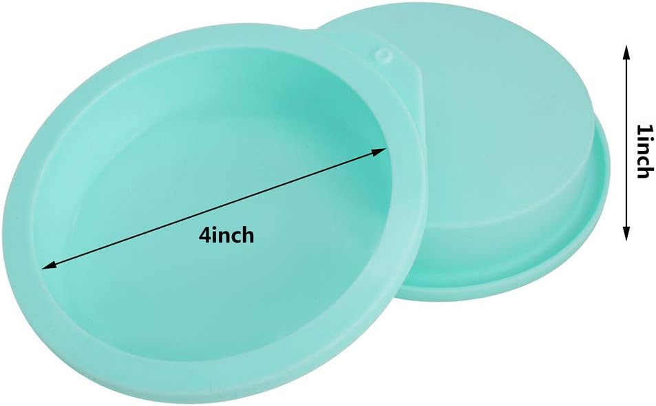 6-Pack Silicone Cake Molds 4 Inch Round Cakes Pans Green Baking Pan Set Silicone Baking Mold DIY Rainbow Cakes and Round Resin Coaster Molds, 0.8 Inch Deep (Green)