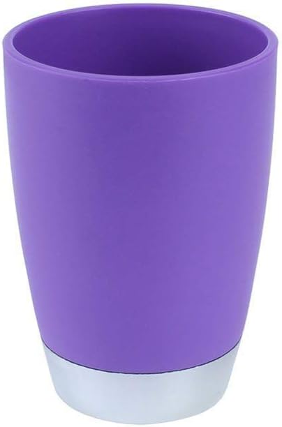 Bathroom Accessories Set 6 Pieces Plastic Bathroom Accessories Toothbrush Holder, Rinse Cup, Soap Dish, Hand Sanitizer Bottle, Waste Bin, Toilet Brush with Holder(6 Colors) (Purple)