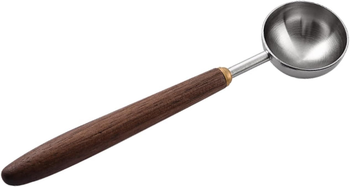 Coffee Spoon - Vintage Walnut Wood Handle, Stainless Steel Coffee Scoop ，Stainless Steel Tea Scoopand Seasoning Spoons (1, Silver, 5g Capacity)