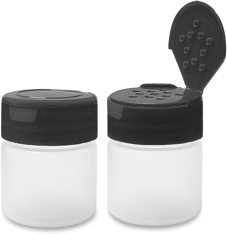 ljdeals 1 oz Plastic Spice Jars with Black Flip & Sift Caps – 12 Pack Empty Spice Bottles for Herbs, Seasonings, Powders, Camping, Travel, Kitchen, Restaurant Use – BPA-Free, Recyclable, Made in USA