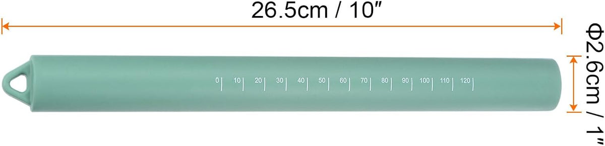 HARFINGTON Silicone Rolling Pin 10" Silicone Surface Non-Stick Stainless Steel Inner Core Dough Roller Kitchen Roller for Baking Pastry Pizza Fondant Bread, Green