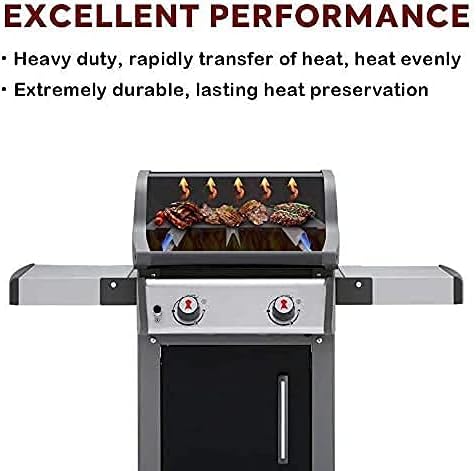 Uniflasy 7637 17.5 Inch Cast Iron Griddle Grates Replacement Part for Weber Spirit E210 E220 S210 S220 with Front Control, Reversible Griddle Plate for Weber Spirit & Spirit II 200 Series