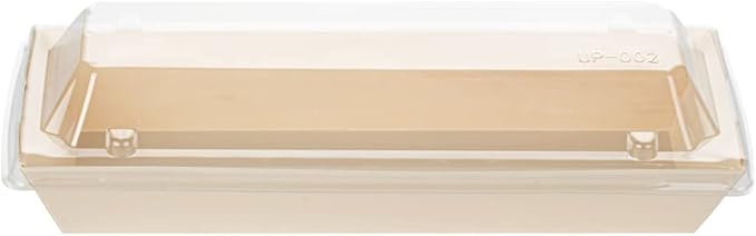 Restaurantware LIDS ONLY: Taipei 8 x 3 x 1.3 Inch Rectangle Transparent Lids 100 Plastic Lids For 9 Ounce Rectangle Wooden Containers - Containers Sold Separately Clear Plastic To Go Box Lids